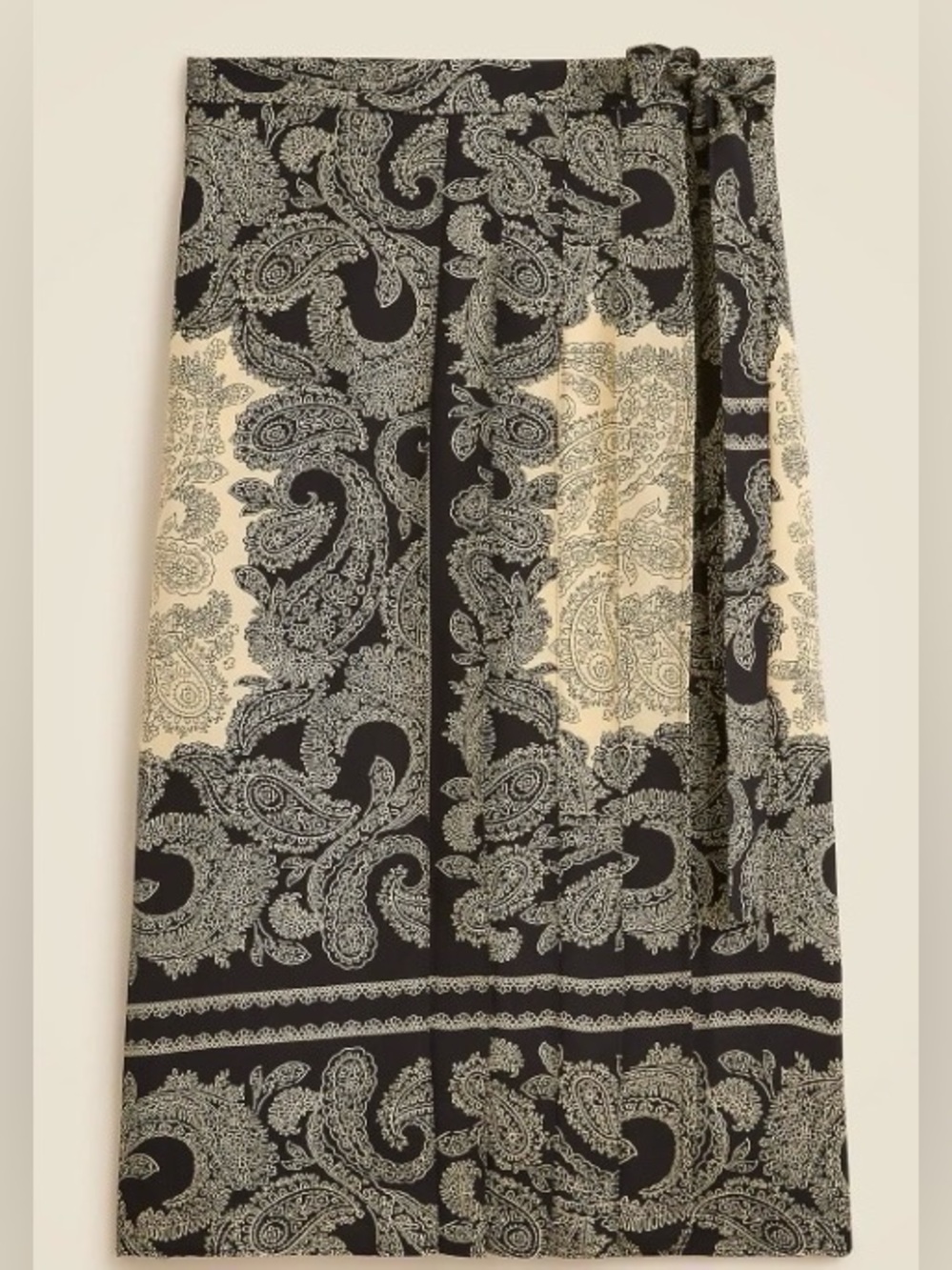 J CREW Black and Off White Faux Wrap Floral Midi Skirt Size 14